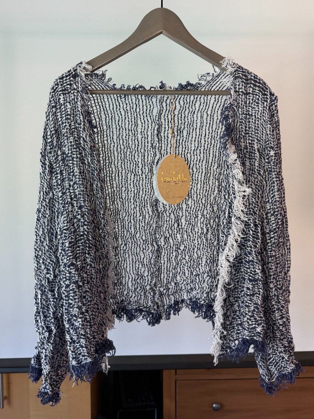 NWT Lightweight Italian Linen Open Knit Cardigan